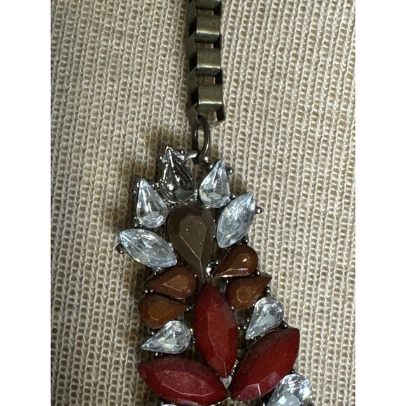 Dillard’s Rainbow Peacock Statement Crystal Gem Necklace Glam Party - Picture 6 of 6